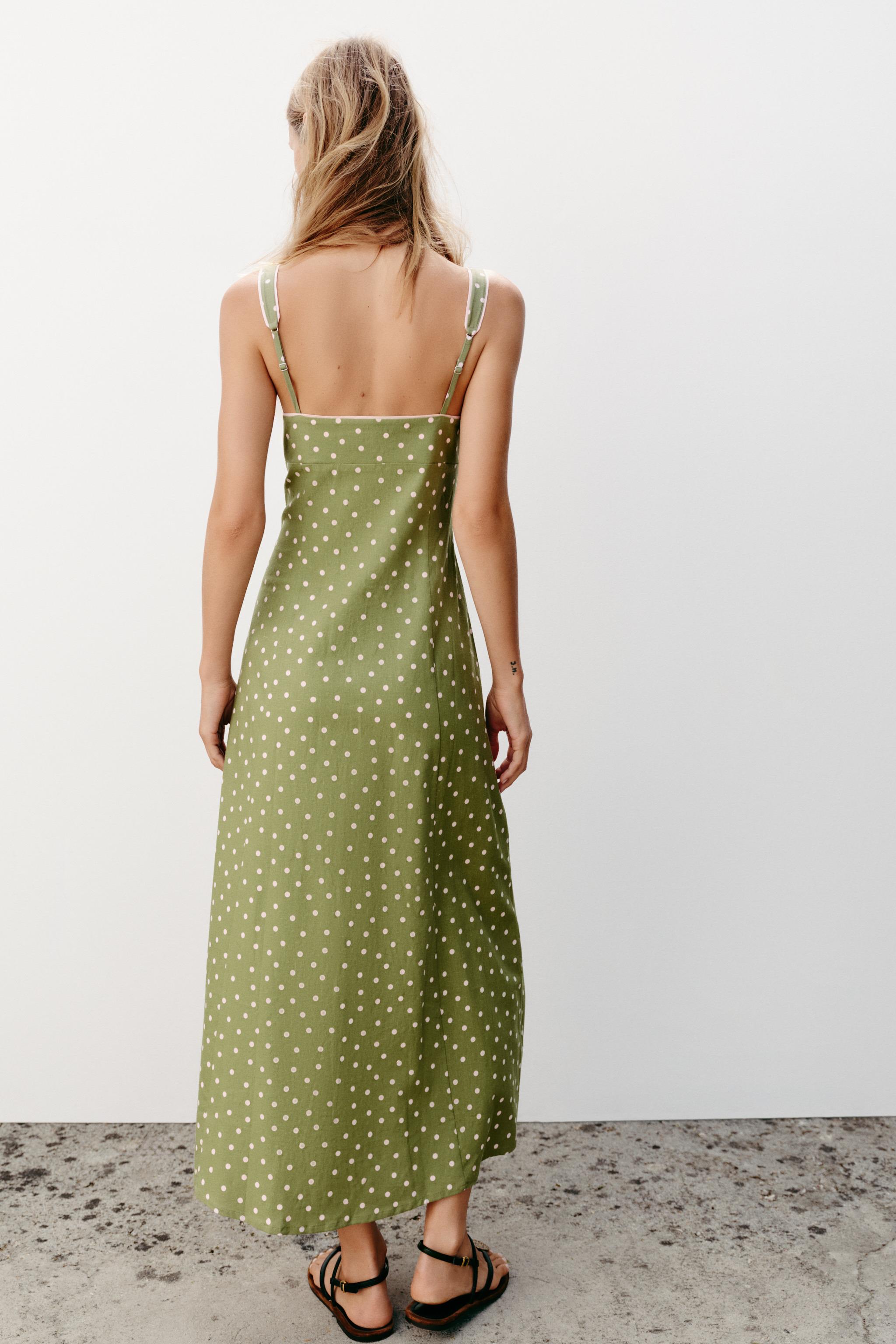 POLKA DOT LINEN MIDI DRESS